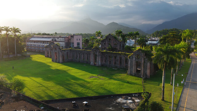 Ruins on the old sugar plant of Engenho do Bracuhy covered with moss in the Marina Bracuhy near the town of Angra dos Reis in Brazil