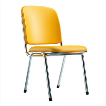 Yellow School Office Desk Chair Isolated on White Background