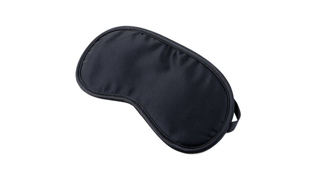 Black fabric sleep mask blindfold relaxation eye shade isolated on transparent background