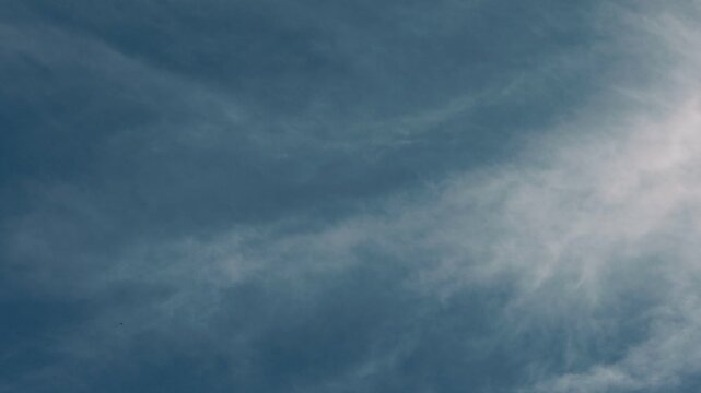 Blue sky with thin, high-altitude clouds drifting across the sky
