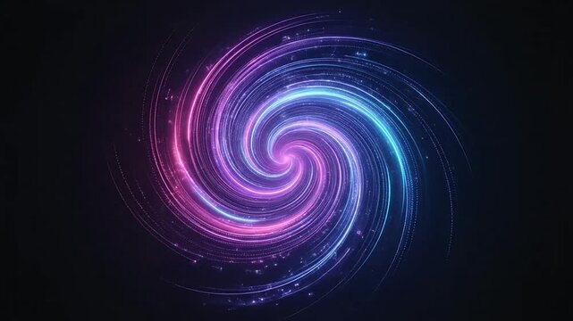 Dynamic neon spiral light animations showcasing vibrant swirling cosmic patterns in motion for mesmerizing visual effects