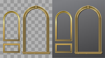 Naklejka premium Vector facade. Golden panel baroque cabinet wall