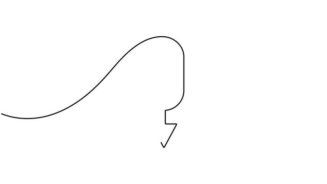 Click mouse scroll down arrow sign continuous one line drawing moving on white background animation video