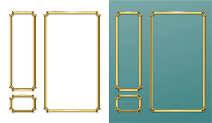 Naklejka premium Vector facade. Golden panel baroque cabinet wall