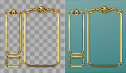 Obraz premium Vector facade. Golden panel baroque cabinet wall