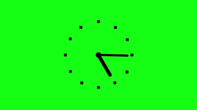 Borderless Minimalist Clock Animation with Green Screen
