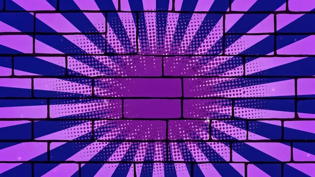 Purple Circus Marquee Background with Radial Rays and Grunge Texture, Vibrant Vintage Entertainment Poster Design with Halftone Pattern and Copy Space