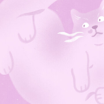 Cute Pastel Cats and Kittens in a Box, Funny Kawaii Hand-Drawn Kitty Illustration