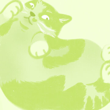 Cute Pastel Cats and Kittens in a Box, Funny Kawaii Hand-Drawn Kitty Illustration