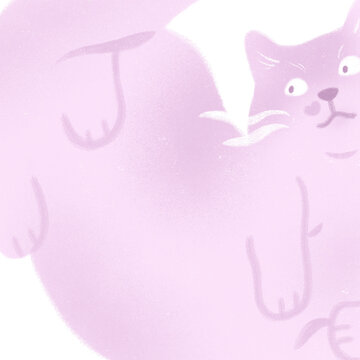 Cute Pastel Cats and Kittens in a Box, Funny Kawaii Hand-Drawn Kitty Illustration