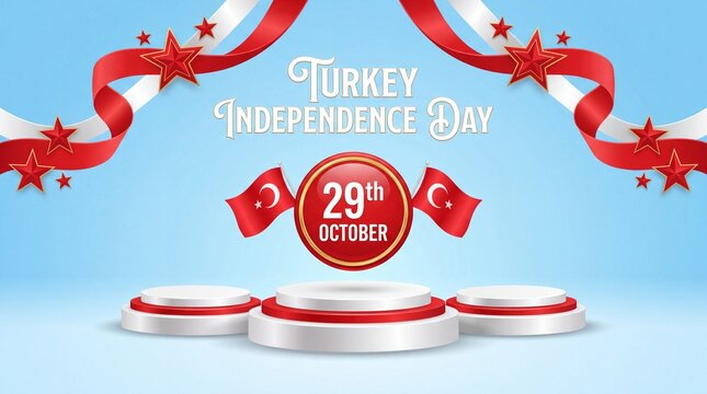 Turkey Independence Day, podium banner templates, flag backgrounds for graphic design and congratulations needs.