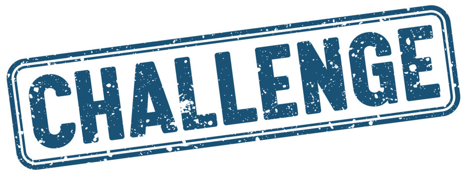 challenge blue grunge stamp with no background. challenge stamp