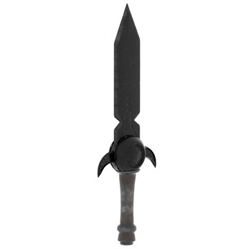 3d Render Black Fantasy Guarded Dagger Upright with transparent background