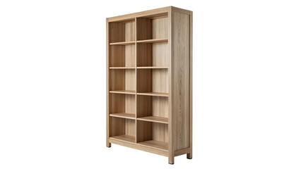 Classic simple tall wooden bookcase cabinet library furniture isolated on transparent background © JackWatson