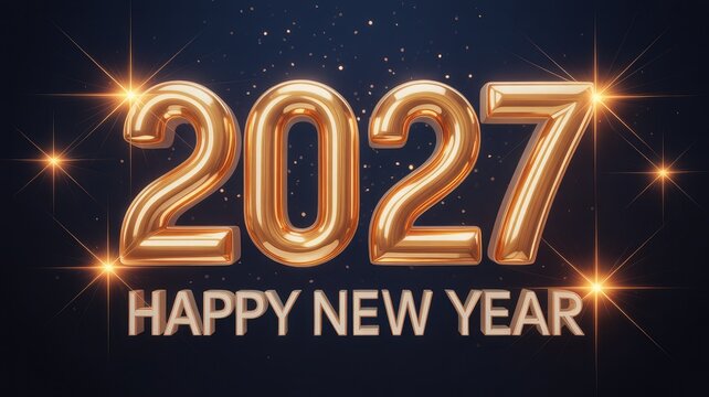 Happy new year 2027 celebration golden number design