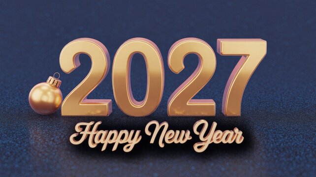 Happy new year 2027 festive digital design with glitter effect