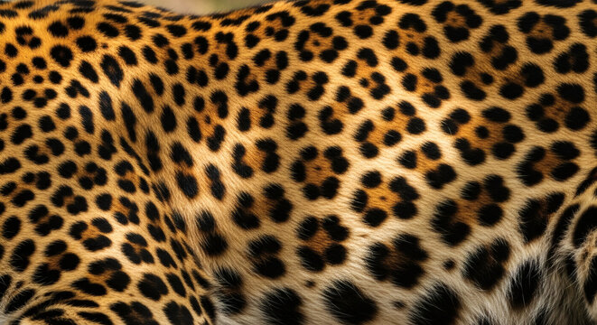 Detailed close up texture of a leopard's spotted fur pattern with generated