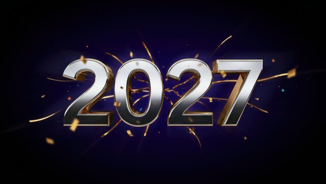 2027 futuristic metallic number design with sparkles