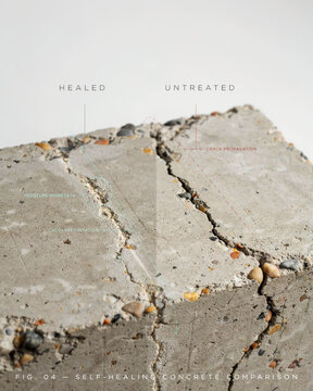 Self- Healing Concrete Comparison Showing Moisture Ingress and Crack Propagation Keywords: concrete, self-healing, crack, fracture, moisture