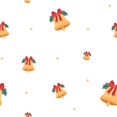 Naklejka premium Christmas seamless pattern set featuring bell bow holly ribbon ornament jingle decoration holiday winter celebration season repeat wallpaper chime dot