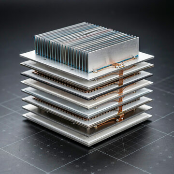 Stacked electronic circuit boards with heatsink and wiring electronics technology