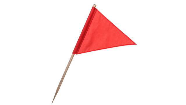Small red triangle flag marker pointer empty signal banner isolated on transparent background