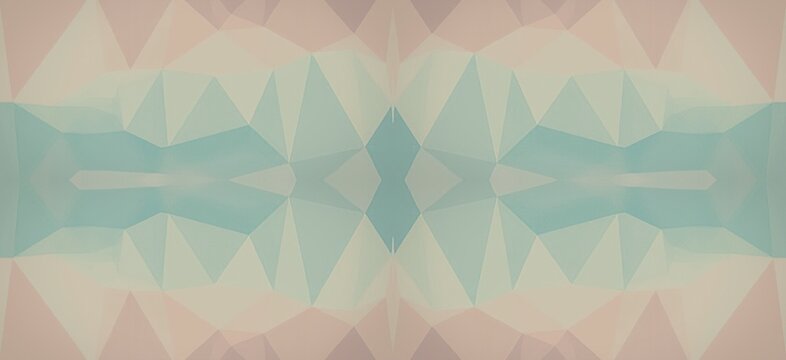 Abstract geometric background featuring soft pastel pink and blue triangle patterns in a symmetrical mirrored composition