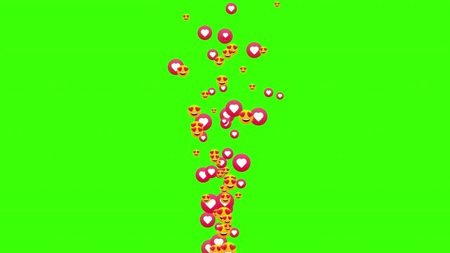 Social Media Reaction Icons Animation with Floating Like, Love and Emoji Symbols, Live Streaming Reactions and Viewer Engagement on Transparent Background in 4K