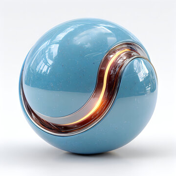 Stylish futuristic orb design with reflective chrome core vibrant lighting aesthetic render Images