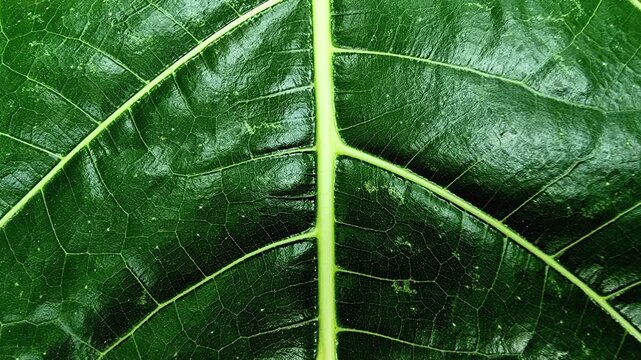Macro Mature Noni Leaf Vein Surface with Slow Panning Motion in 4K Organic Herbal Video Background Loop