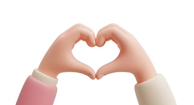 Cute 3D Rendered Hands Making a Heart Shape Gesture for Love and Friendship