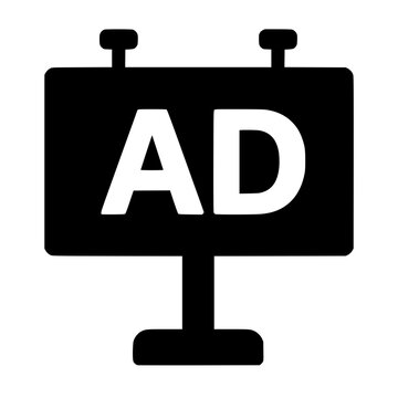 Ad icon flat outline in black