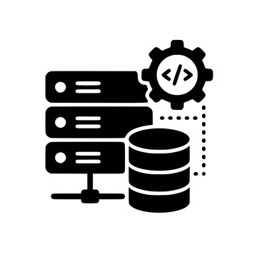 Backend icon flat outline in black