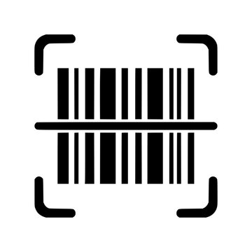 Barcode read icon flat outline in black