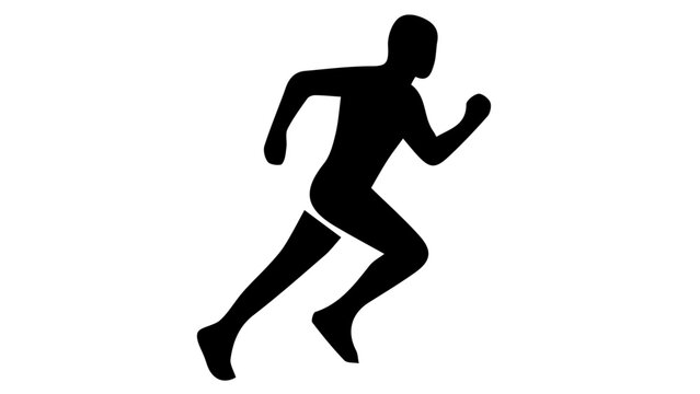 Running man silhouette vector, athletic male sprinter icon, black jogging figure on white background, sports and fitness logo element