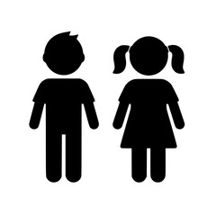 Boy and girl icon flat outline in black © iconic