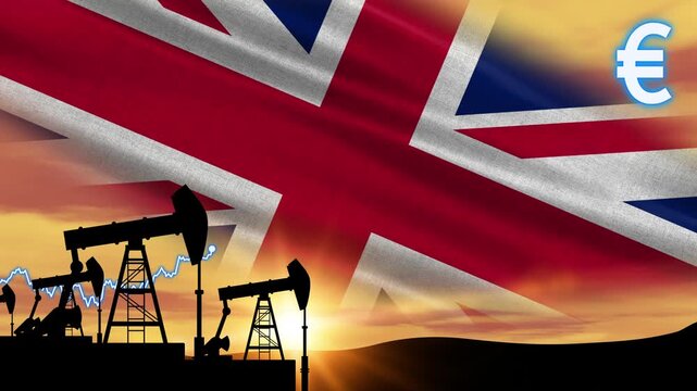 Crude oil pump mechanics demonstrate production activity amid rising energy market values. The clip provides context for European currency influences on trade.