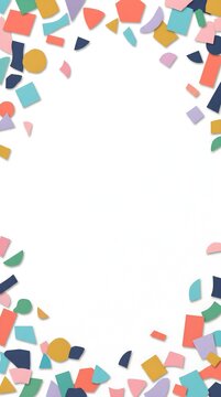 Colorful abstract paper confetti border frame isolated on white background with confetti colorful abstract decoration