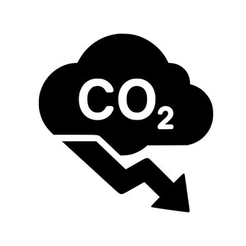 carbon reduction icon flat outline in black