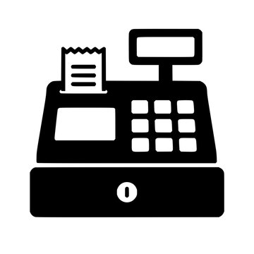 Cash register icon flat outline in black