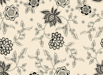 Vibrant Floral Ethnic Botanical Pattern design © Sumitra