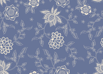 Vibrant Floral Ethnic Botanical Pattern design © Sumitra