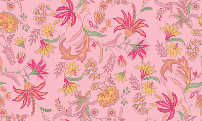 Vibrant Floral Ethnic Botanical Pattern design © Sumitra