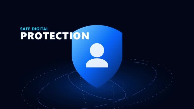 Digital shield icon with user symbol representing secure online data protection and privacy.