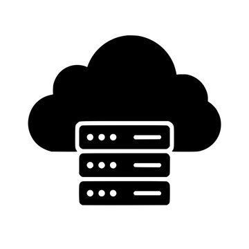 Cloud server icon flat outline in black
