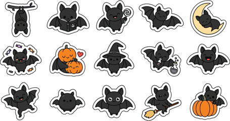 Obraz premium Spooky Halloween Bat Sticker Sheet Collection for Decorations