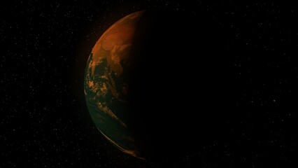 Sunrise and the Earth from space.  3d illustrartion © Wublie