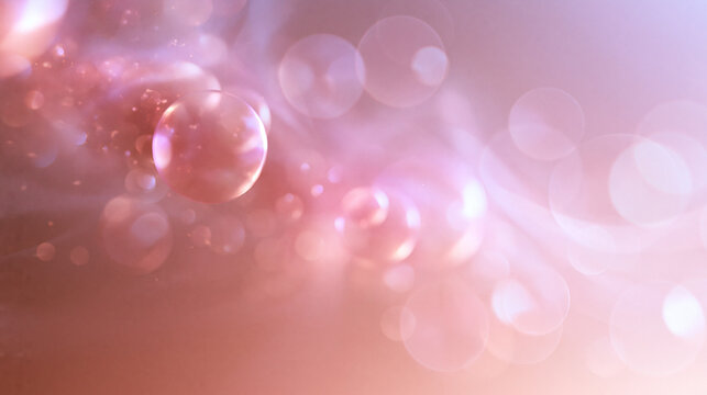 Abstract Pink Bokeh and Glowing Bubbles Background
