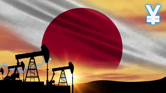 Energy costs fluctuate rapidly on the global stage. Rigs pump crude reserves as the sun sets.