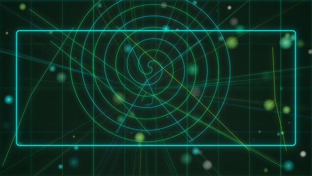 Green abstract radar or sonar wave pattern with dots
